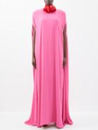 Bernadette - Eleonore Crepe Cape Dress - Womens - Mid Pink