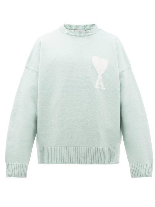 Matchesfashion.com Ami - Oversized Logo Intarsia Merino Wool Sweater - Mens - V626