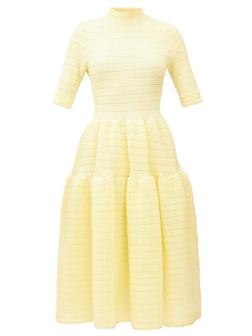 Matchesfashion.com Cecilie Bahnsen - Trude High-neck Tiered Dress - Womens - Yellow