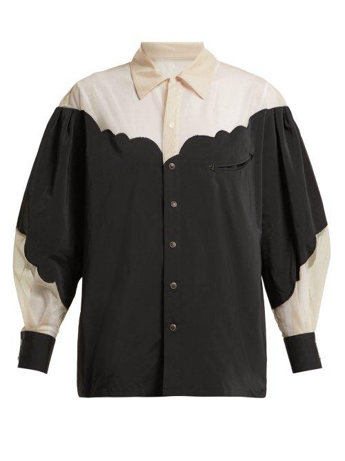 Matchesfashion.com Toga - Panelled Tulle And Taffeta Blouse - Womens - Black