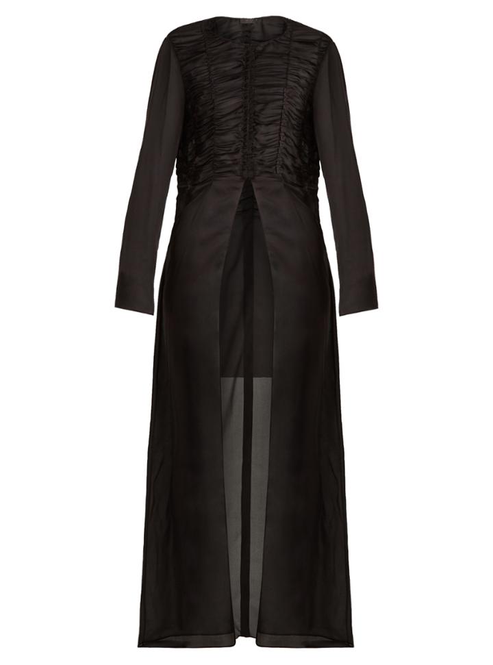 The Row Sabrina Ruched Silk-georgette Shirtdress