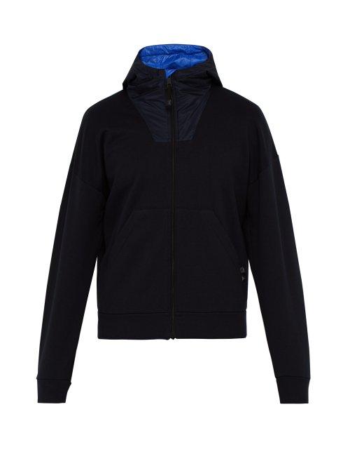 Matchesfashion.com Prada - Nylon Panelled Cotton Hooded Track Top - Mens - Navy Multi