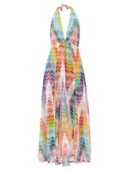 Matchesfashion.com Missoni Mare - Halterneck Zigzag-jacquard Dress - Womens - Multi