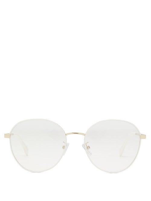 Fendi - Round Metal Glasses - Womens - Gold