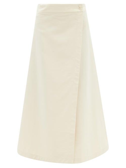 Three Graces London - Theo Wrap Cotton-blend Skirt - Womens - Ivory
