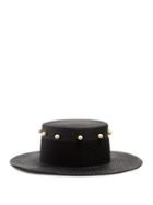 Matchesfashion.com Federica Moretti - Liz Faux Pearl Embellished Straw Hat - Womens - Black