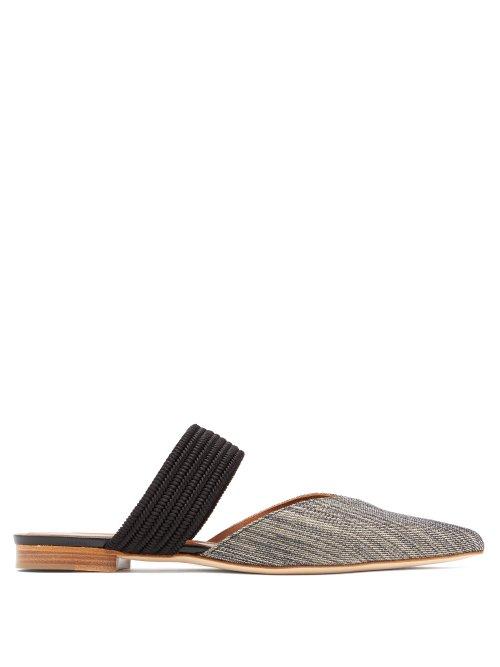 Matchesfashion.com Malone Souliers - Maisie Braid Strap Canvas Mules - Womens - Dark Grey