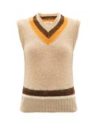 Wales Bonner - Saint Striped Mohair-blend Sweater Vest - Womens - Beige