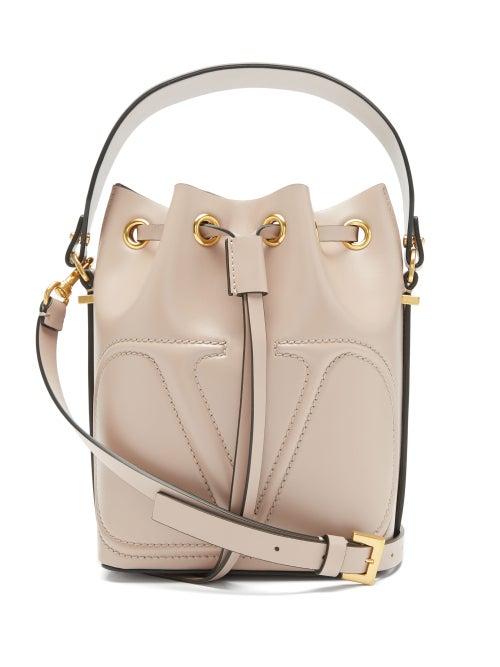 Matchesfashion.com Valentino Garavani - V-logo Leather Bucket Bag - Womens - Light Purple