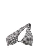 Matchesfashion.com Self-portrait - One-shoulder Underwired Gingham Bikini Top - Womens - Black Multi
