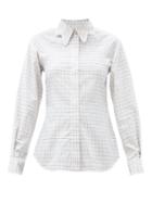 Matchesfashion.com Victoria Beckham - Butterfly-collar Checked Cotton Shirt - Womens - Ivory Multi