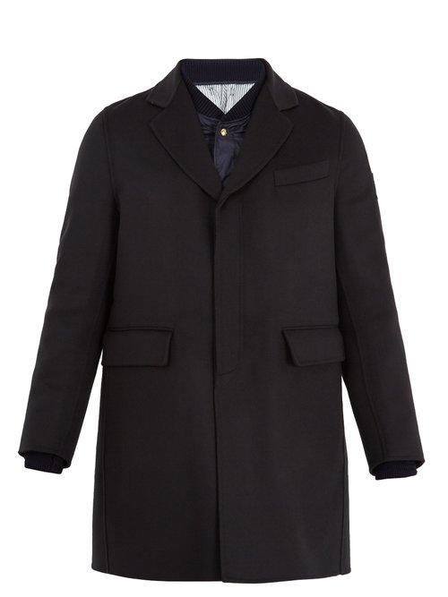 Matchesfashion.com Moncler - Double Layered Wool Overcoat - Mens - Black
