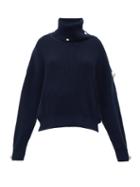 Matchesfashion.com Christopher Kane - Dome-embellished Roll-neck Sweater - Womens - Navy