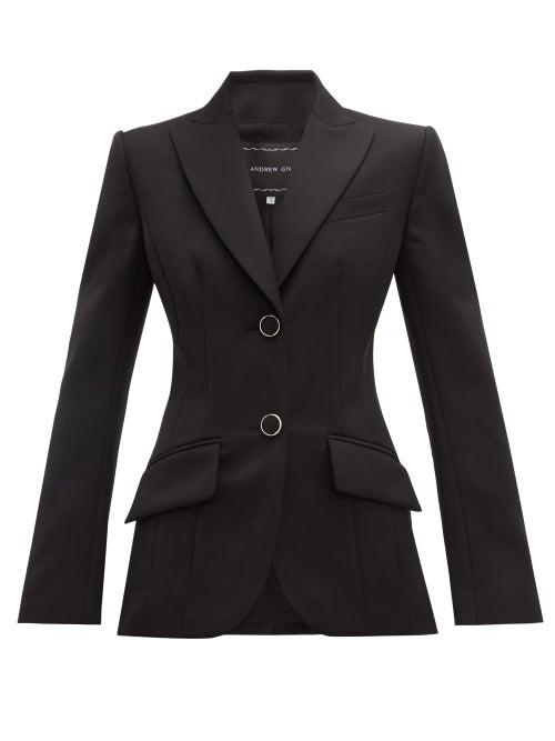 Matchesfashion.com Andrew Gn - Single Breasted Wool Twill Blazer - Womens - Black