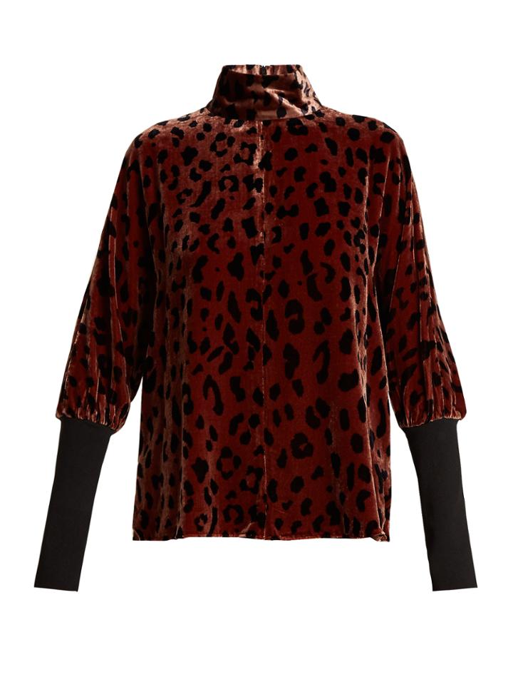 Tibi Cheetah-print Velvet Top
