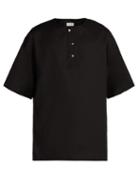 Matchesfashion.com Lemaire - Short Sleeved Henley Shirt - Mens - Black