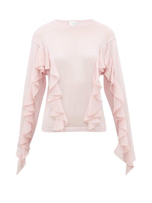 Matchesfashion.com Giambattista Valli - Ruffled Cashmere-blend Sweater - Womens - Light Pink