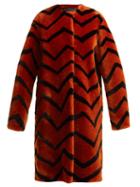 Matchesfashion.com Givenchy - Zigzag Shearling Coat - Womens - Orange Multi