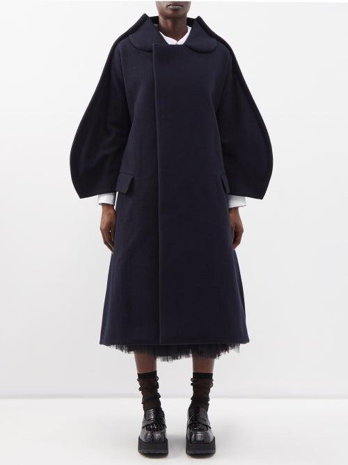 Comme Des Garons Comme Des Garons - Curved-sleeve Coat - Womens - Navy
