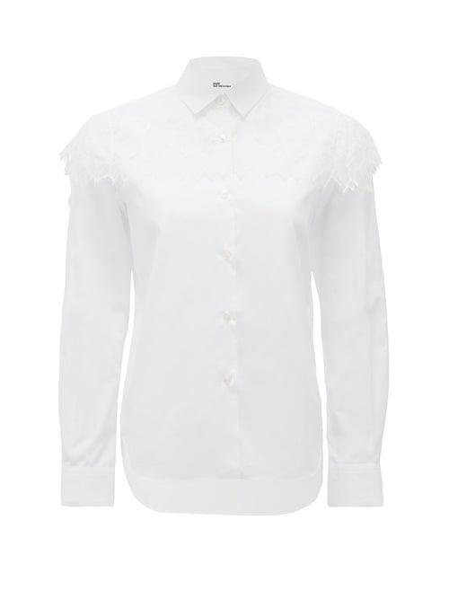 Matchesfashion.com Noir Kei Ninomiya - Chantilly-lace Trimmed Cotton Blouse - Womens - White