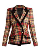 Matchesfashion.com Alexandre Vauthier - Double Breasted Tartan Wool Blazer - Womens - Red Multi