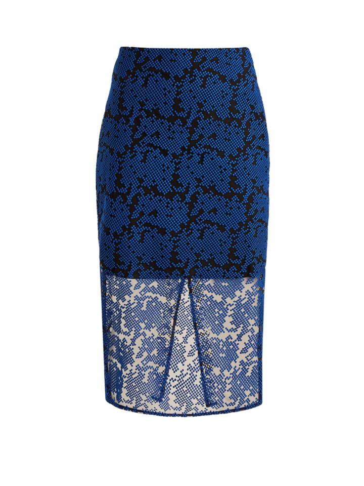 Diane Von Furstenberg Geometric-embroidered Tulle Pencil Skirt