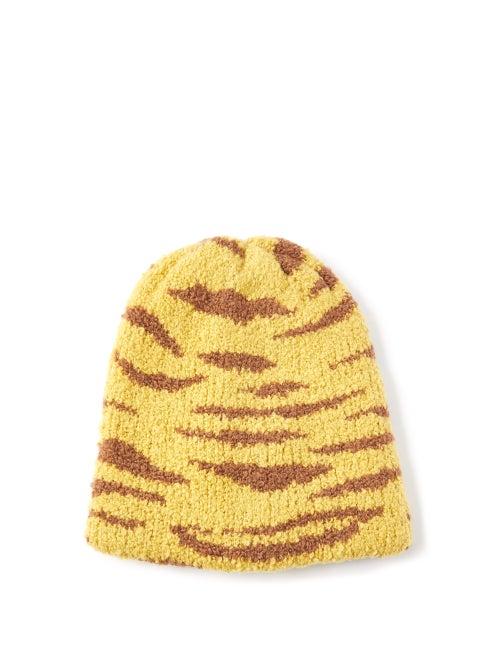 The Elder Statesman - Tiger-jacquard Cashmere Beanie - Mens - Yellow Multi
