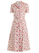 Hvn Maria Cherry-print Cotton-blend Dress