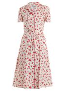 Hvn Maria Cherry-print Cotton-blend Dress