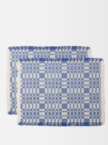 Cabana Magazine - Set Of Two Lecce Cotton-jacquard Placemats - Womens - Blue White