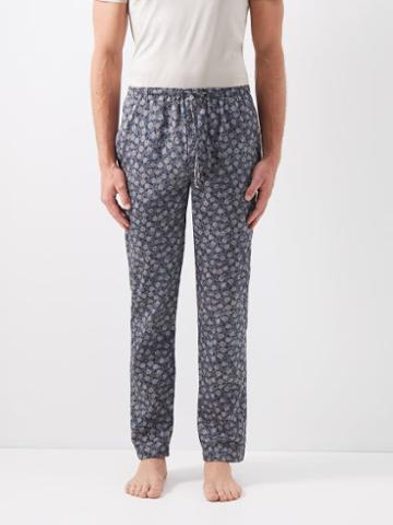 Zimmerli - Floral-print Cotton-sateen Pyjama Trousers - Mens - Blue Multi