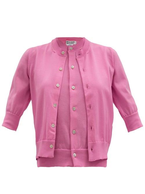 Matchesfashion.com Comme Des Garons Comme Des Garons - Two-piece Tank Top And Cropped-sleeve Cardigan - Womens - Pink