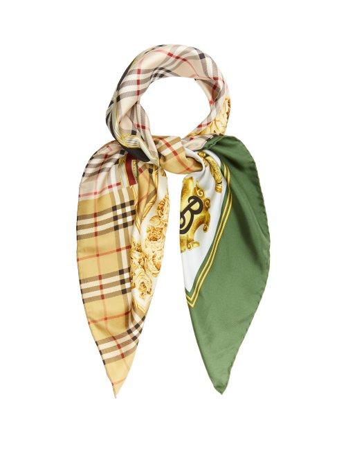 Matchesfashion.com Burberry - Archive Print Silk Square Scarf - Womens - Multi
