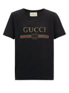 Matchesfashion.com Gucci - Fake Logo-print Cotton T-shirt - Mens - Black