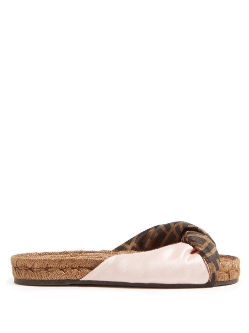 Matchesfashion.com Fendi - Twisted Ff Print Slides - Womens - Pink Multi