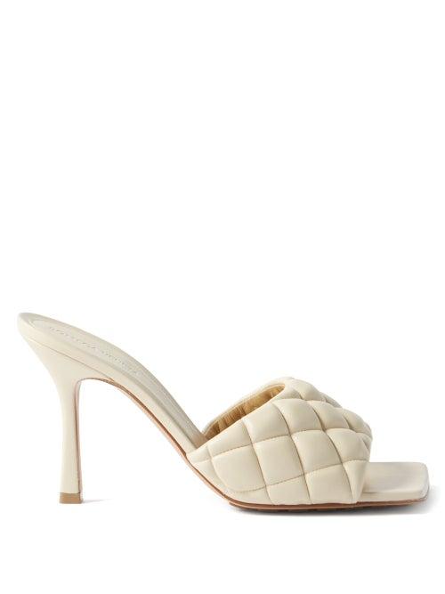 Bottega Veneta - Padded Square-toe Quilted-leather Mules - Womens - Beige