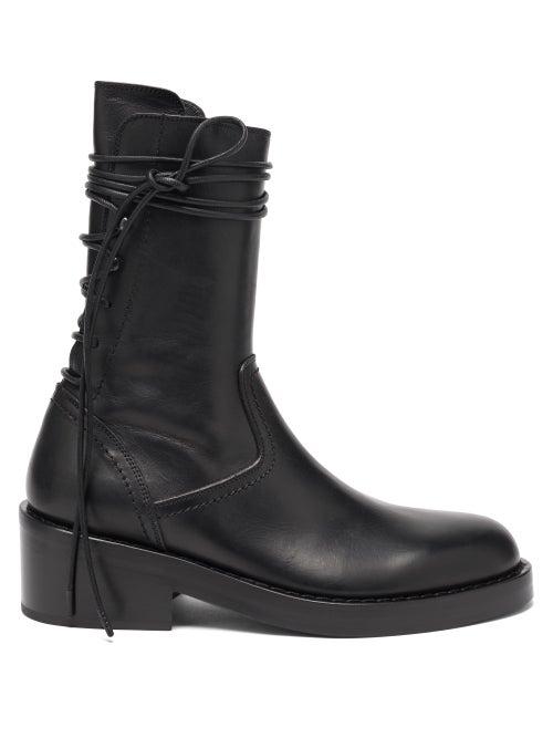 Matchesfashion.com Ann Demeulemeester - Wraparound-lace Leather Boots - Womens - Black