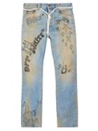 Matchesfashion.com Off-white - Logo Print Discoloured Jeans - Mens - Blue