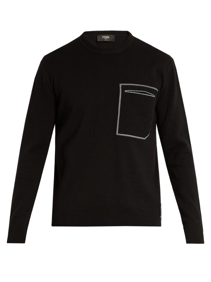 Fendi Patch-pocket Cotton And Cashmere-blend Sweater