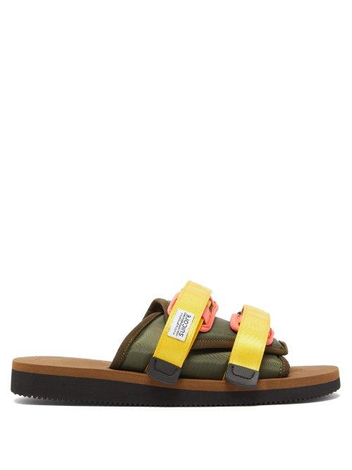 Matchesfashion.com Suicoke - Moto Cab Technical Twill Slides - Mens - Yellow Multi