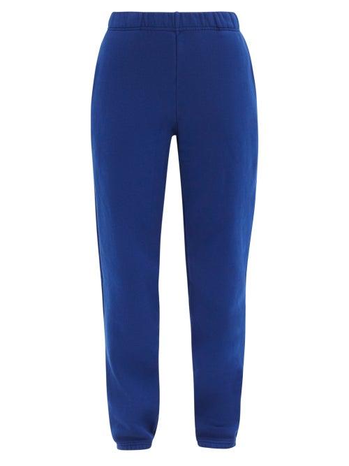 Matchesfashion.com Les Tien - Classic Brushed-back Cotton-jersey Track Pants - Womens - Blue