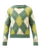 Marni - Argyle Mohair-blend Sweater - Mens - Green Multi