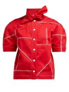 Matchesfashion.com Symonds Pearmain - Tie Neck Denim Shirt - Womens - Red