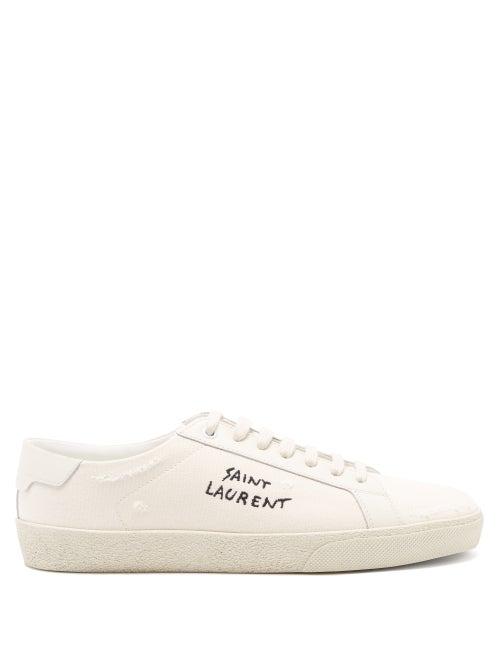 Saint Laurent - Court Classic Canvas Trainers - Womens - White