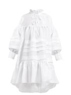 Matchesfashion.com Cecilie Bahnsen - Mabel Pleated Sateen Shirtdress - Womens - White