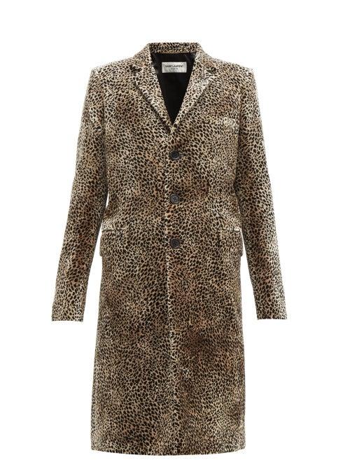 Matchesfashion.com Saint Laurent - Leopard Print Single Breasted Velvet Coat - Womens - Leopard