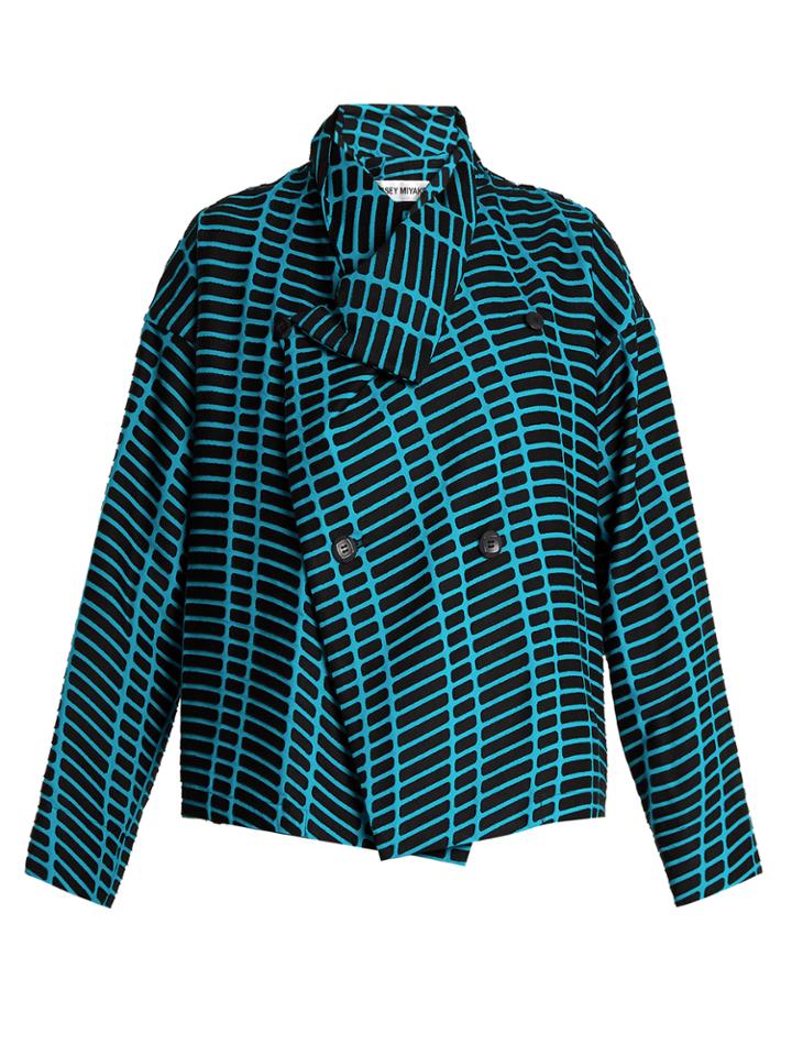 Issey Miyake Skew Drop-shoulder Graphic-embellished Jacket