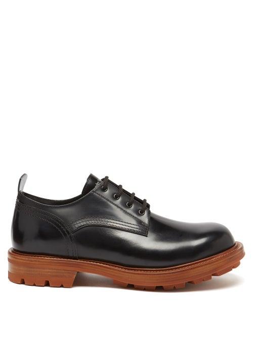 Alexander Mcqueen - Tread-sole Leather Derby Shoes - Mens - Black Brown