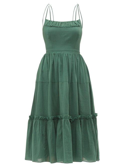 Matchesfashion.com Loup Charmant - Alghero Crossed Back Cotton Midi Dress - Womens - Green