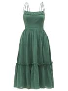 Matchesfashion.com Loup Charmant - Alghero Crossed Back Cotton Midi Dress - Womens - Green